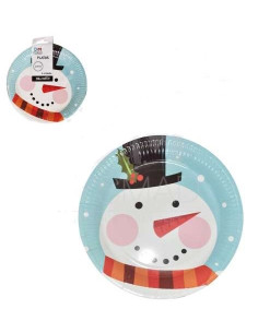 6 Platos muñeco de nieve