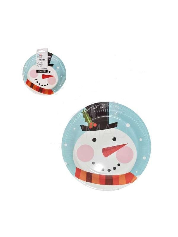 6 Platos muñeco de nieve