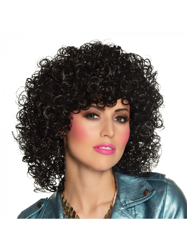 Peluca disco rizos negra