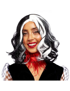 Peluca Cruella blanca y negra