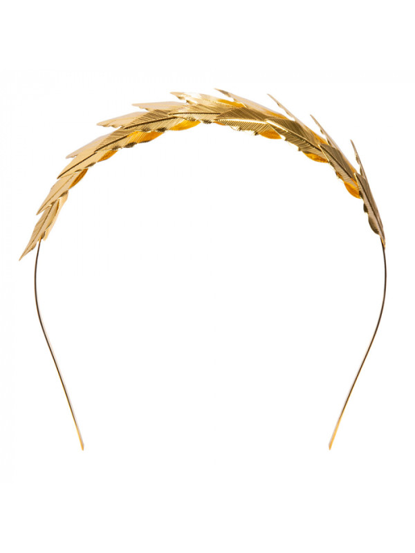 Diadema romana dorada detalle