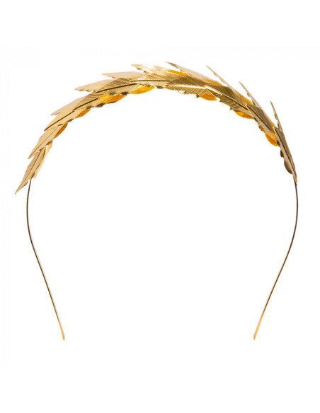 Diadema romana dorada detalle
