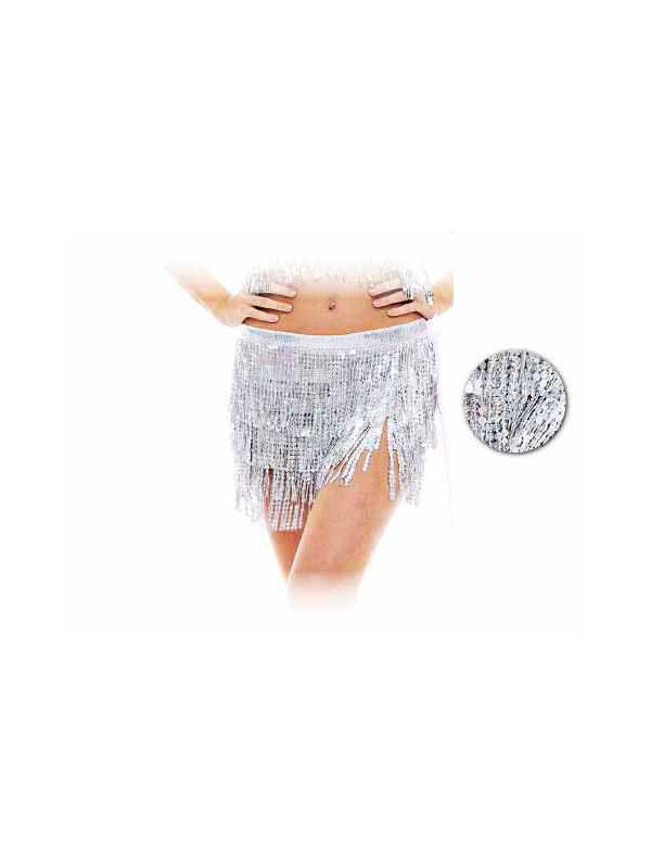 Falda lentejuelas con flecos plata