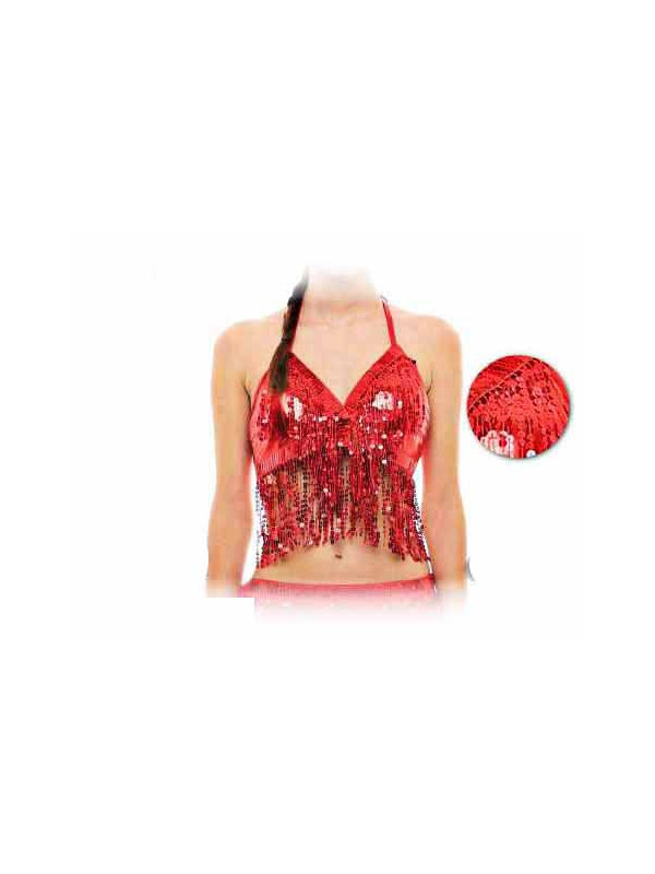 Top Lentejuelas para danza rojo