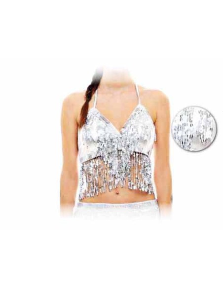 Top Lentejuelas para danza plata