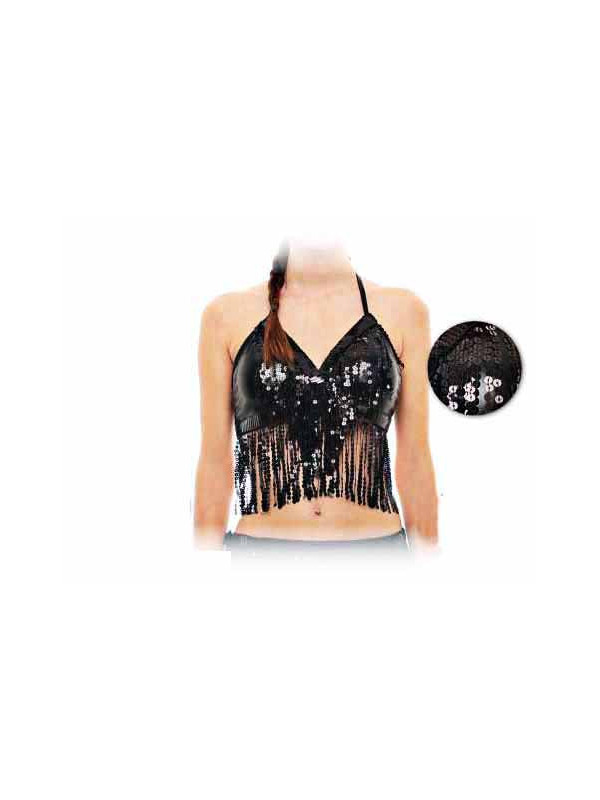 Top Lentejuelas para danza negro