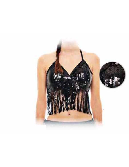 Top Lentejuelas para danza negro