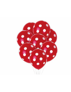 Pack globos lunares rojo blanco