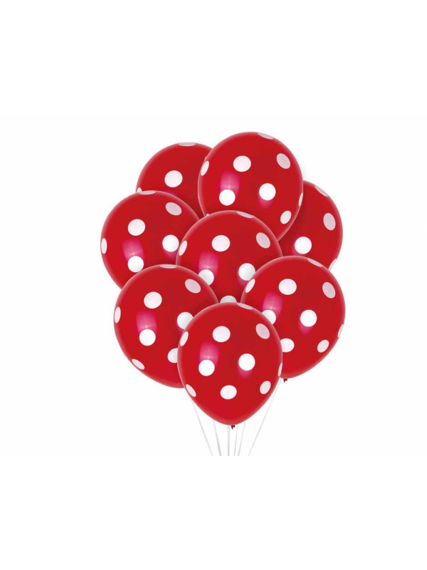 Pack globos lunares rojo blanco