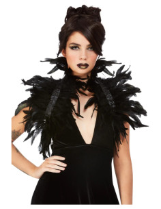 Bolero cuervo negro plumas