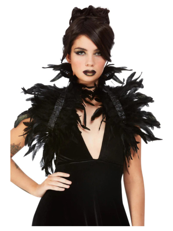 Bolero cuervo negro plumas