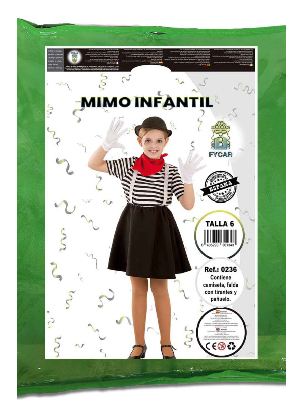Disfraz de Mimo para niña