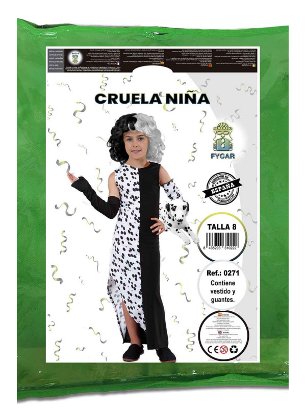 Disfraz Cruela de Vil para niña