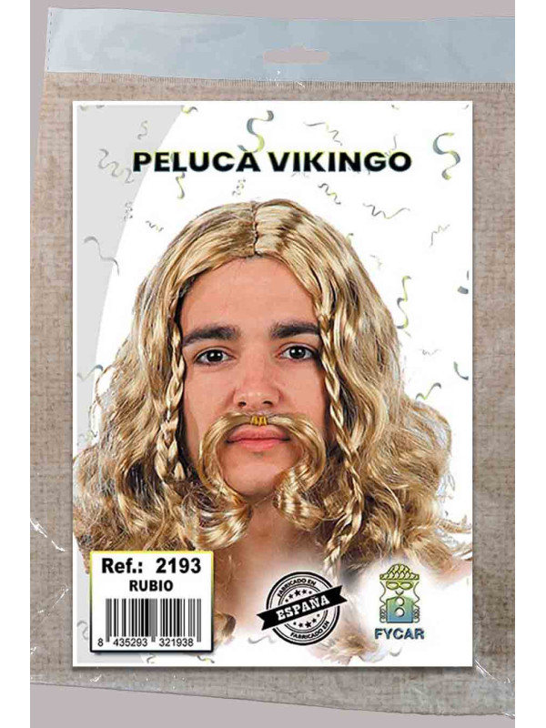 Peluca de vikingo con bigote