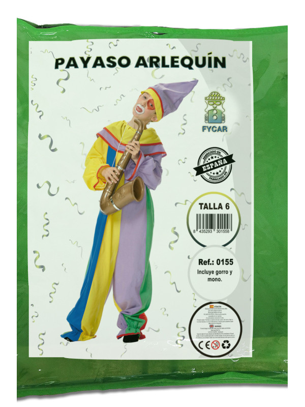 Disfraz payaso arlequin infantil