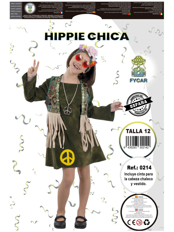 Disfraz de Hippie pacifista para niña