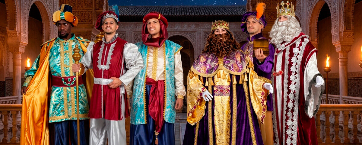 Reyes Magos y pajes con trajes de época