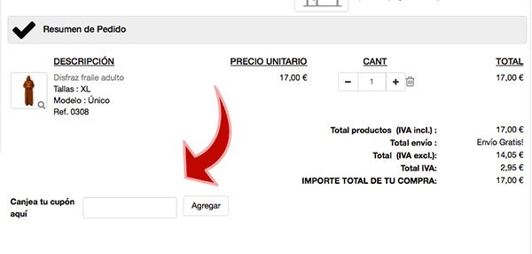 usar un cupon descuento